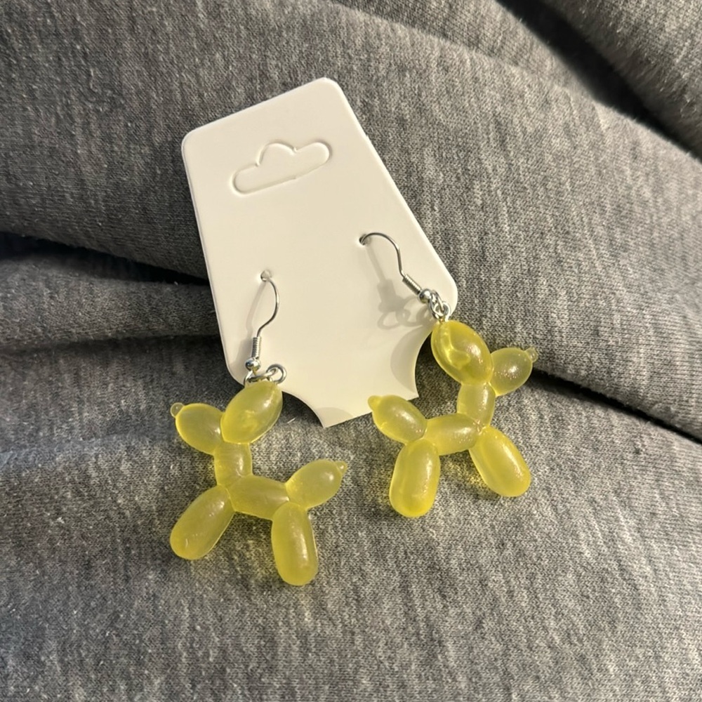🛍️BUNDLE 3 for $17 YELLOW BALLOON DOG cute earrings kawaii food animal